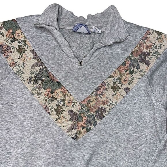 vintage justin allen carpet tapestry collared pull over sweater sz M 1/4 zip 80s - Picture 4 of 9